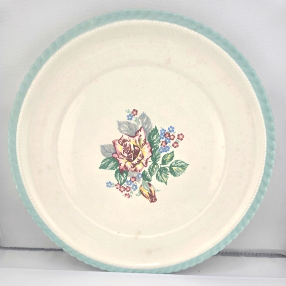 Monticello Antiquie Floral China Set Teal Trim